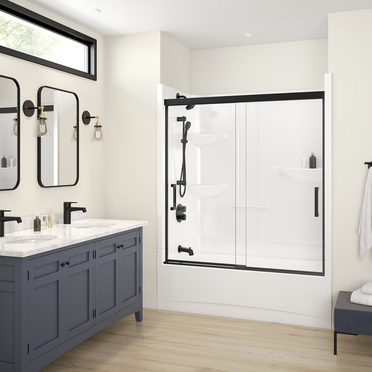 Allia Access TS-6032 Acrylic Alcove Left-Hand Drain Two-Piece Tub Shower in White