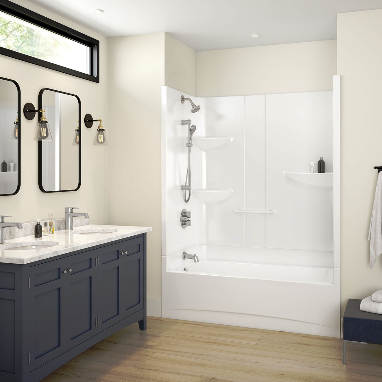 Allia Access TS-6032 Acrylic Alcove Left-Hand Drain Two-Piece Tub Shower in White