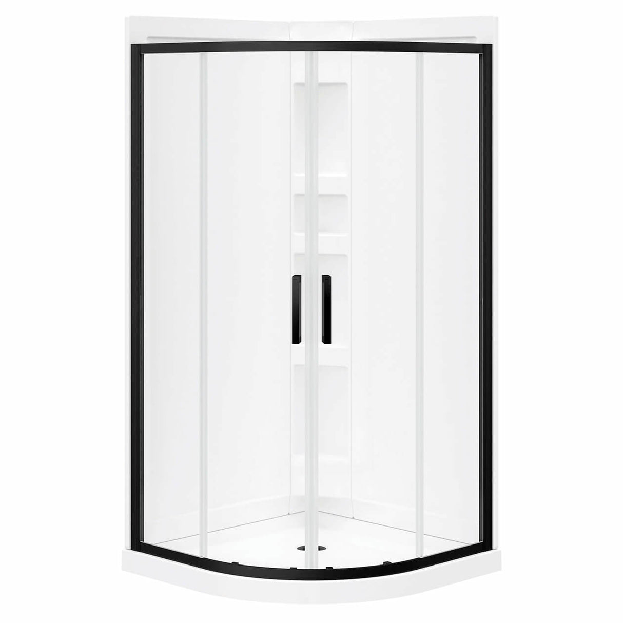 Kassia 38 x 38 Acrylic Center Drain Shower Kit in White with Clear glass in Chrome