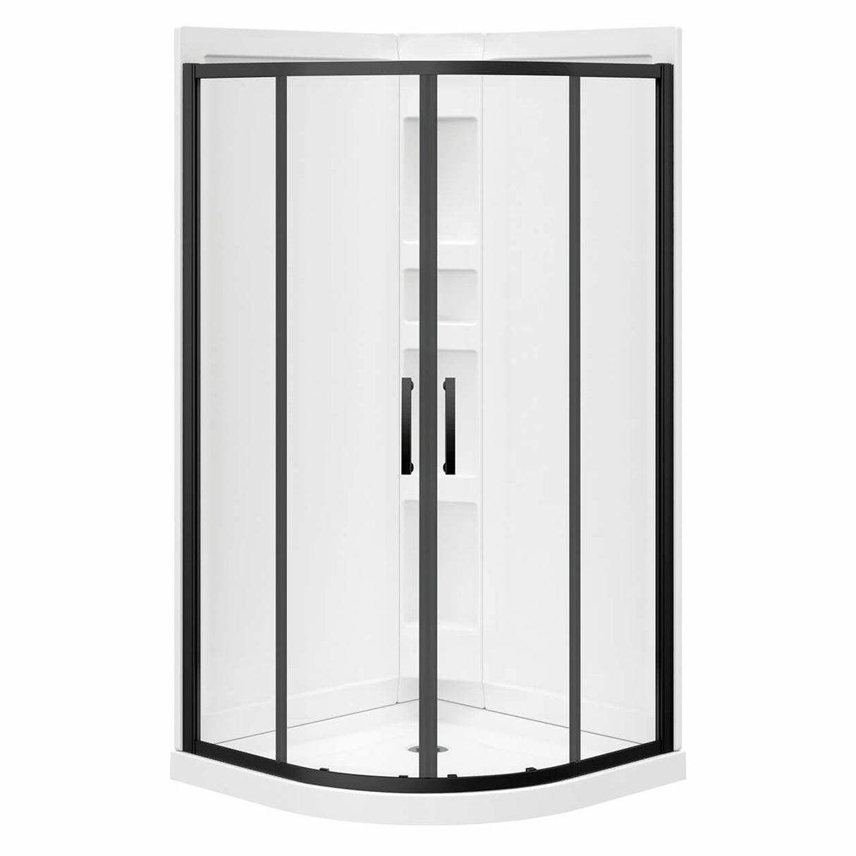 Kassia 38 x 38 Acrylic Center Drain Shower Kit in White with Clear glass in Chrome