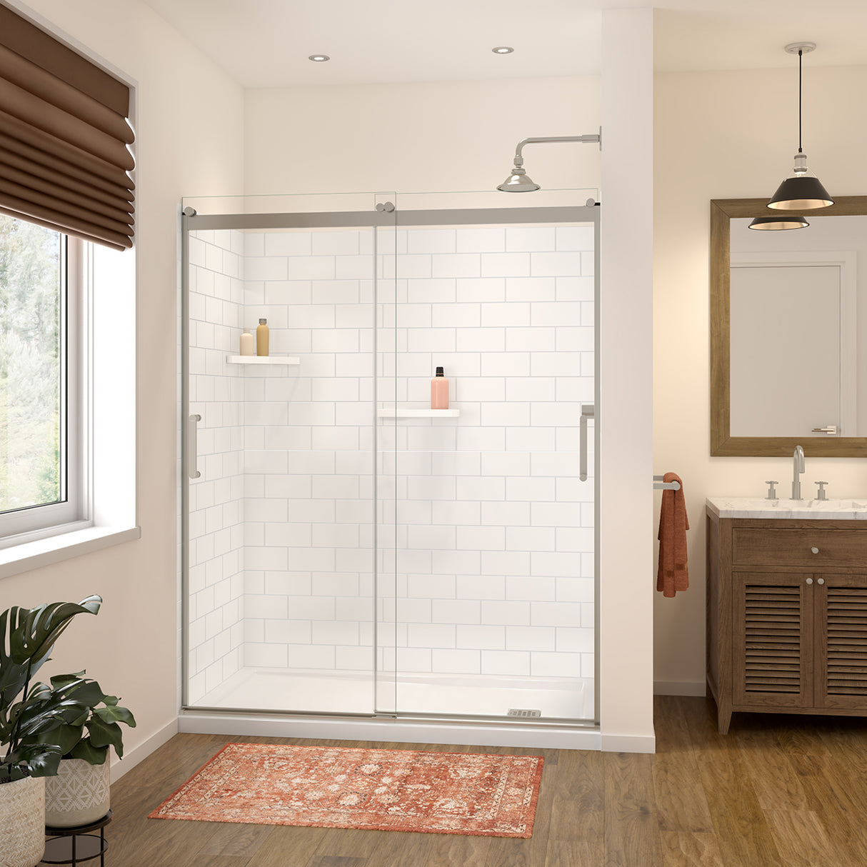 Versaline 6036 Composite Glue-up Four-Piece Shower Wall Kit in Subway White