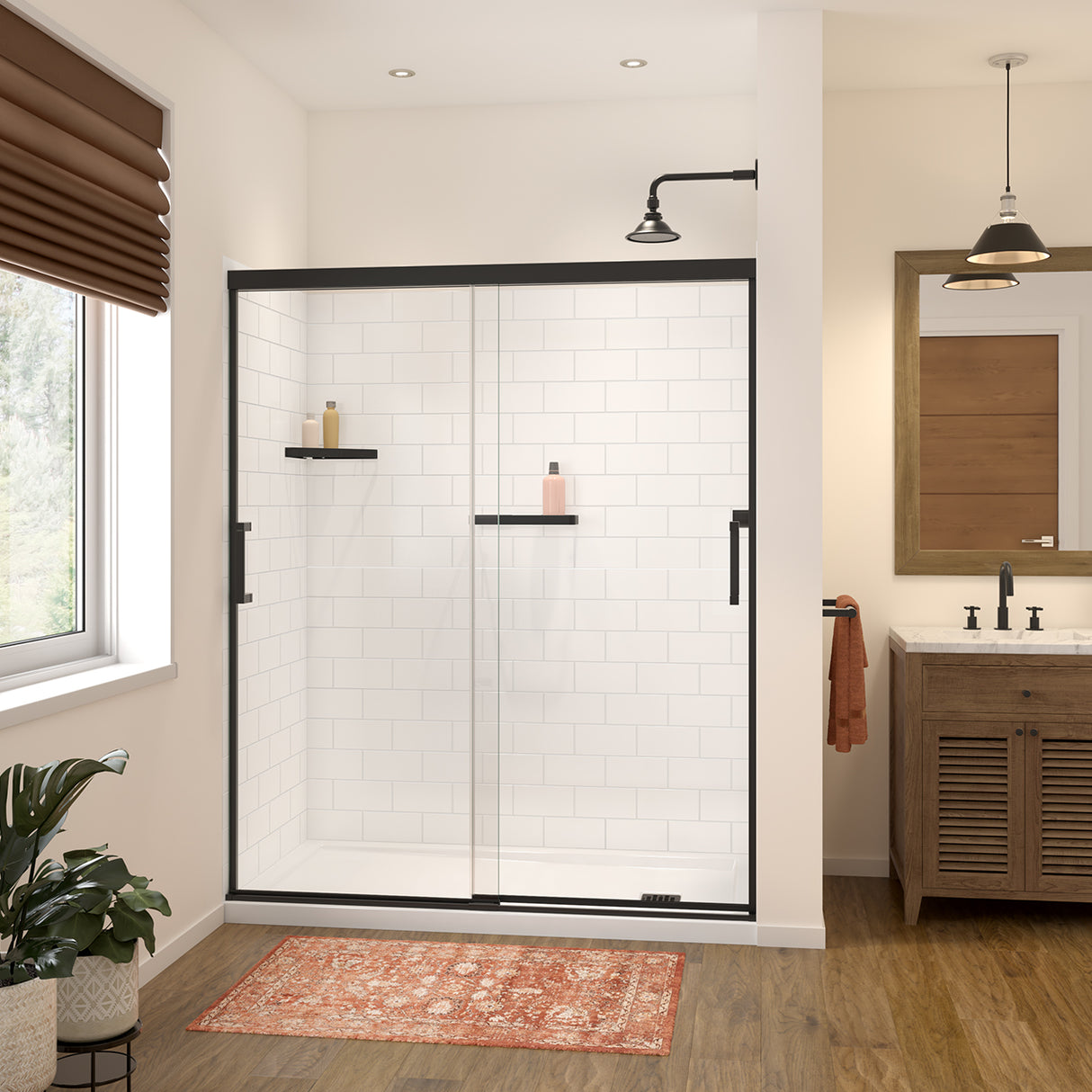 Versaline 6036 Composite Glue-up Four-Piece Shower Wall Kit in Subway White