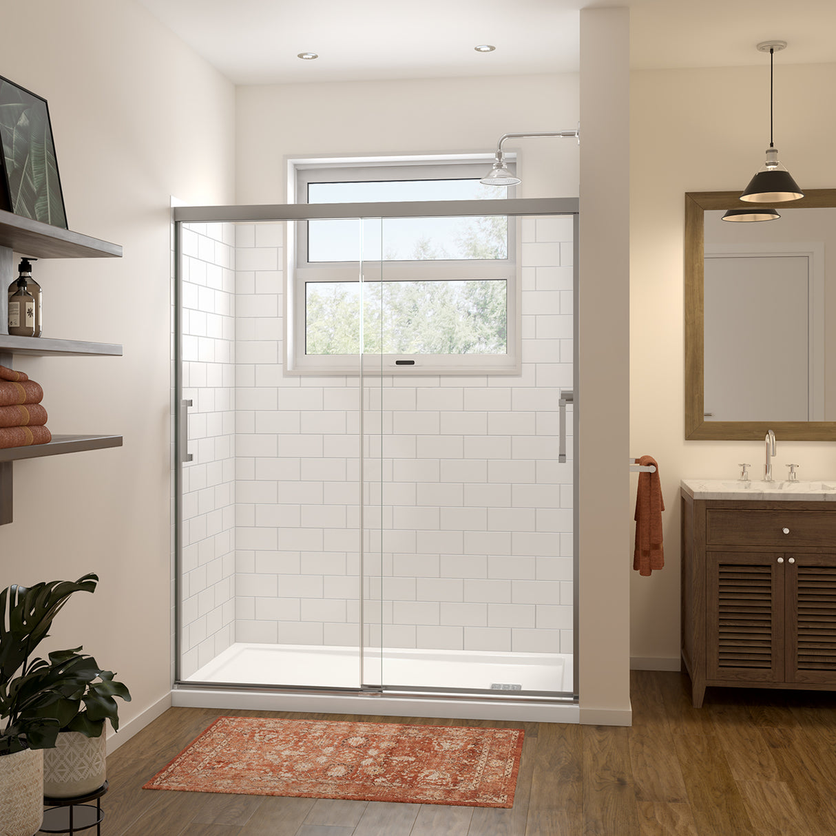 Versaline 6036 Composite Glue-up Four-Piece Shower Wall Kit in Subway White