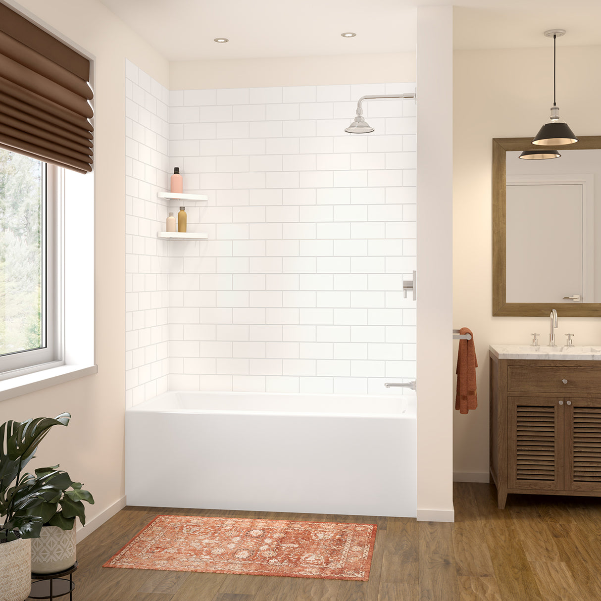 Versaline 6036 Composite Glue-up Four-Piece Shower Wall Kit in Subway White