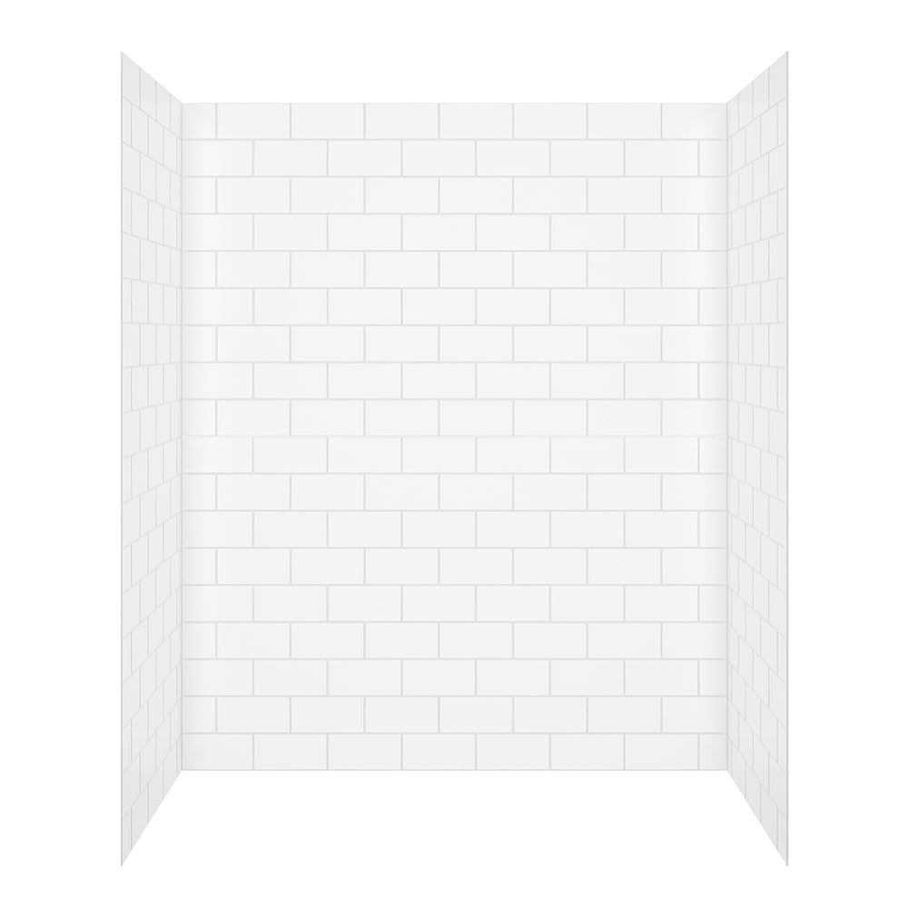 Versaline 6036 Composite Glue-up Four-Piece Shower Wall Kit in Subway White