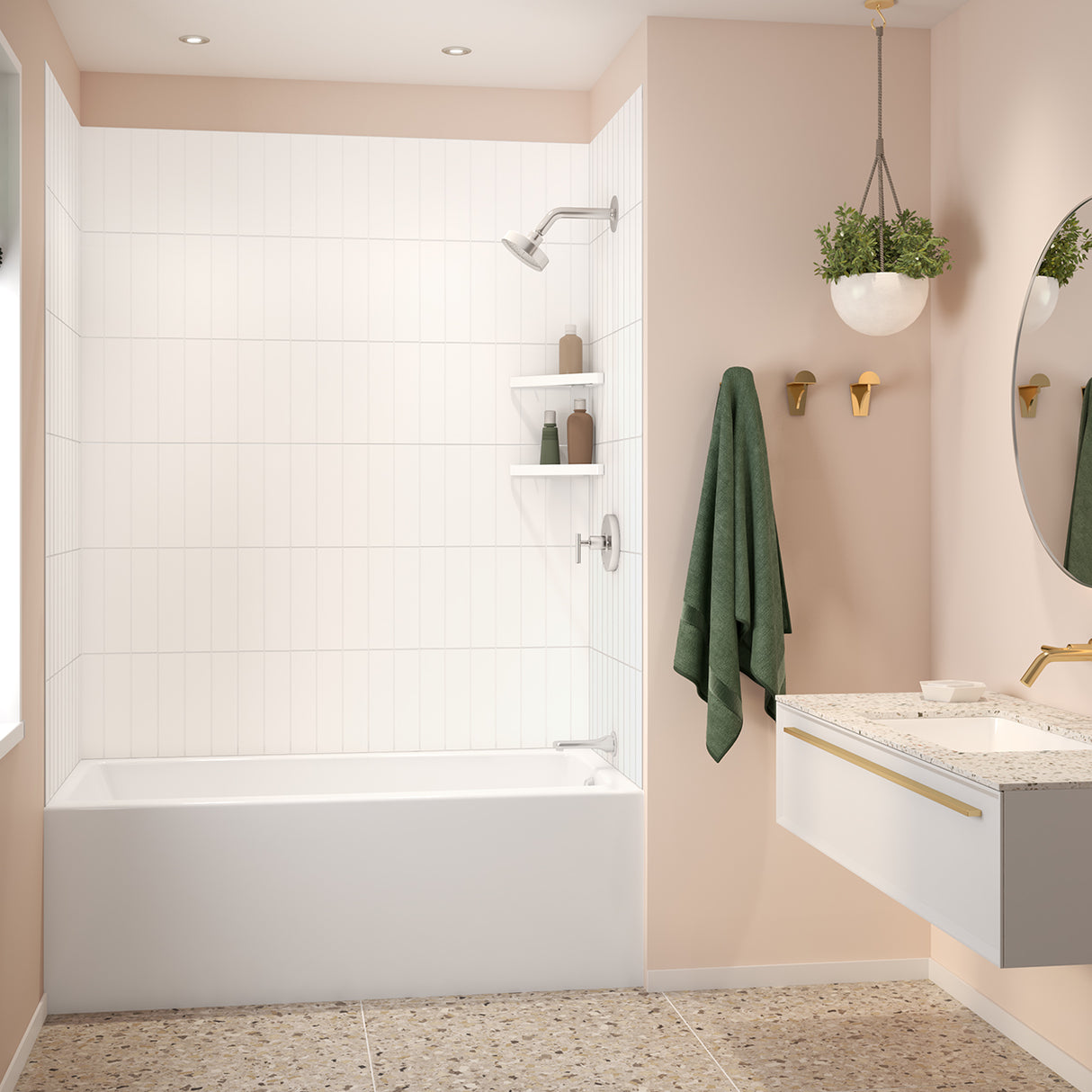 Versaline 6036 Composite Glue-up Four-Piece Shower Wall Kit in Vertical White