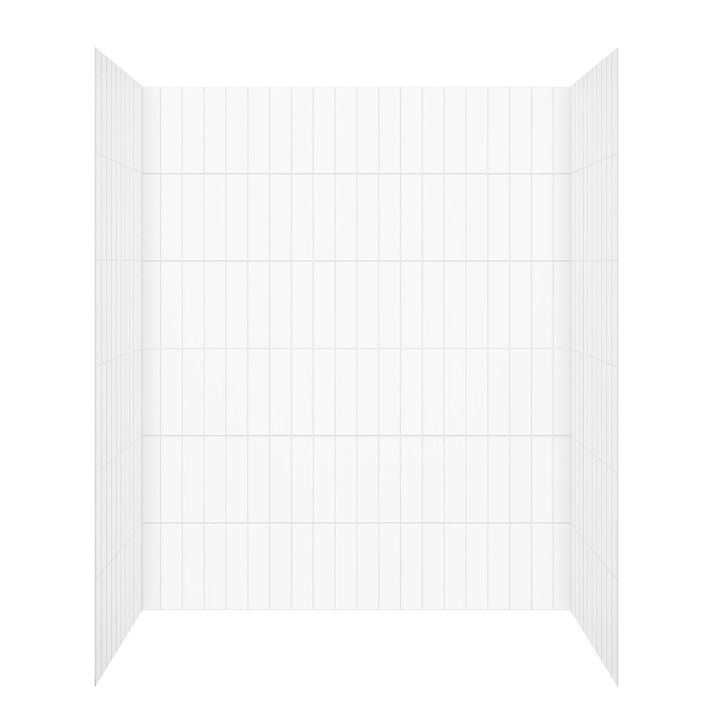 Versaline 6036 Composite Glue-up Four-Piece Shower Wall Kit in Vertical White