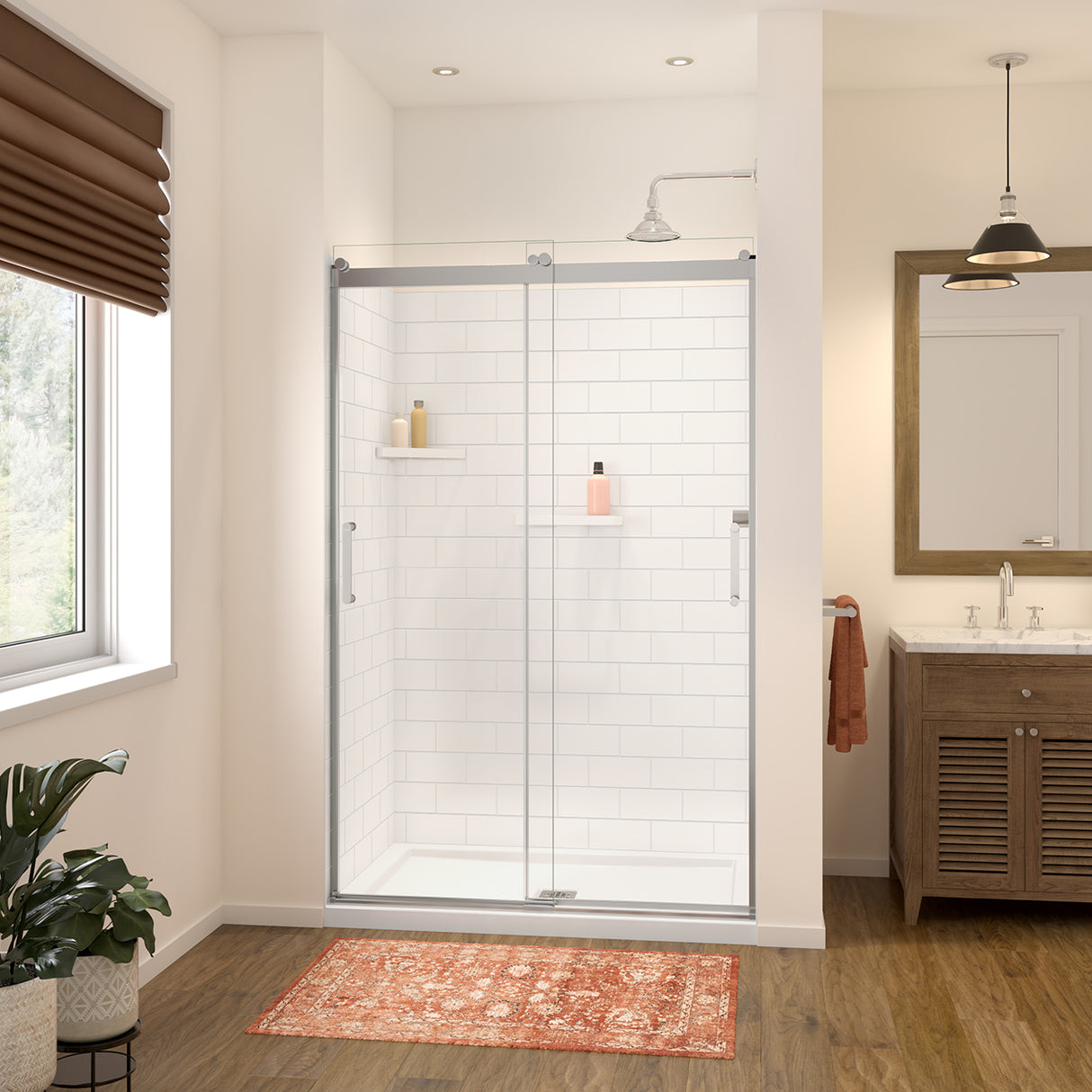 Versaline 4836 Composite Glue-up Four-Piece Shower Wall Kit in Subway White