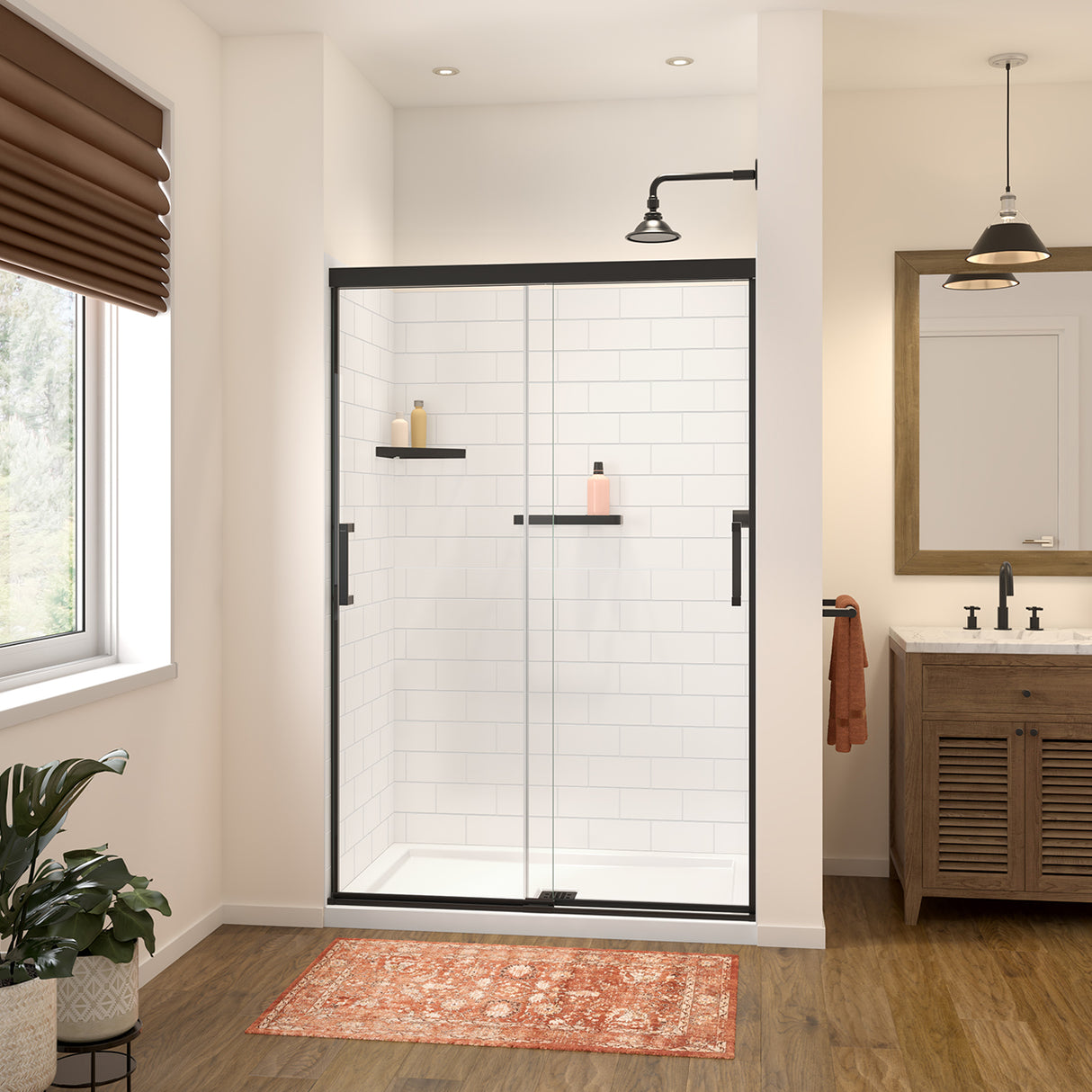 Versaline 4836 Composite Glue-up Four-Piece Shower Wall Kit in Subway White