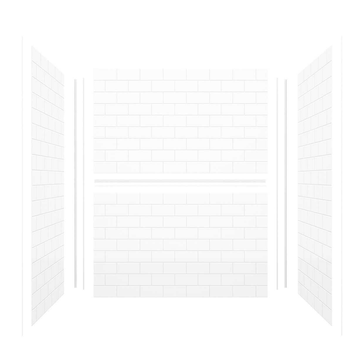 Versaline 4836 Composite Glue-up Four-Piece Shower Wall Kit in Subway White