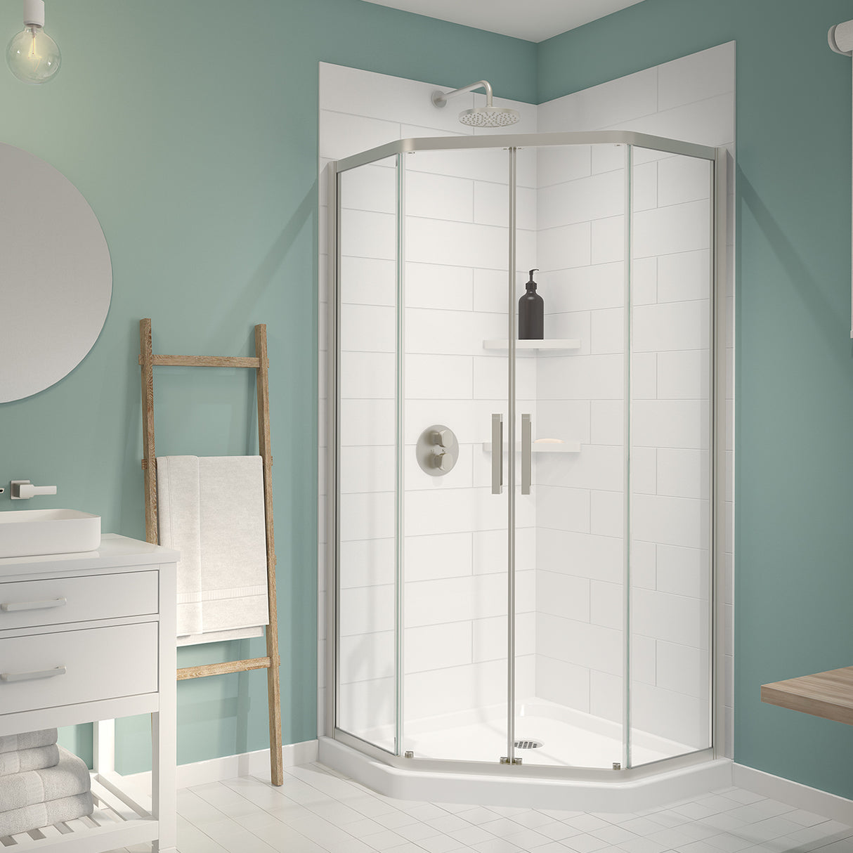 Denso 42 in. Solid Surface Glue up Two-Piece Wall Kit in White