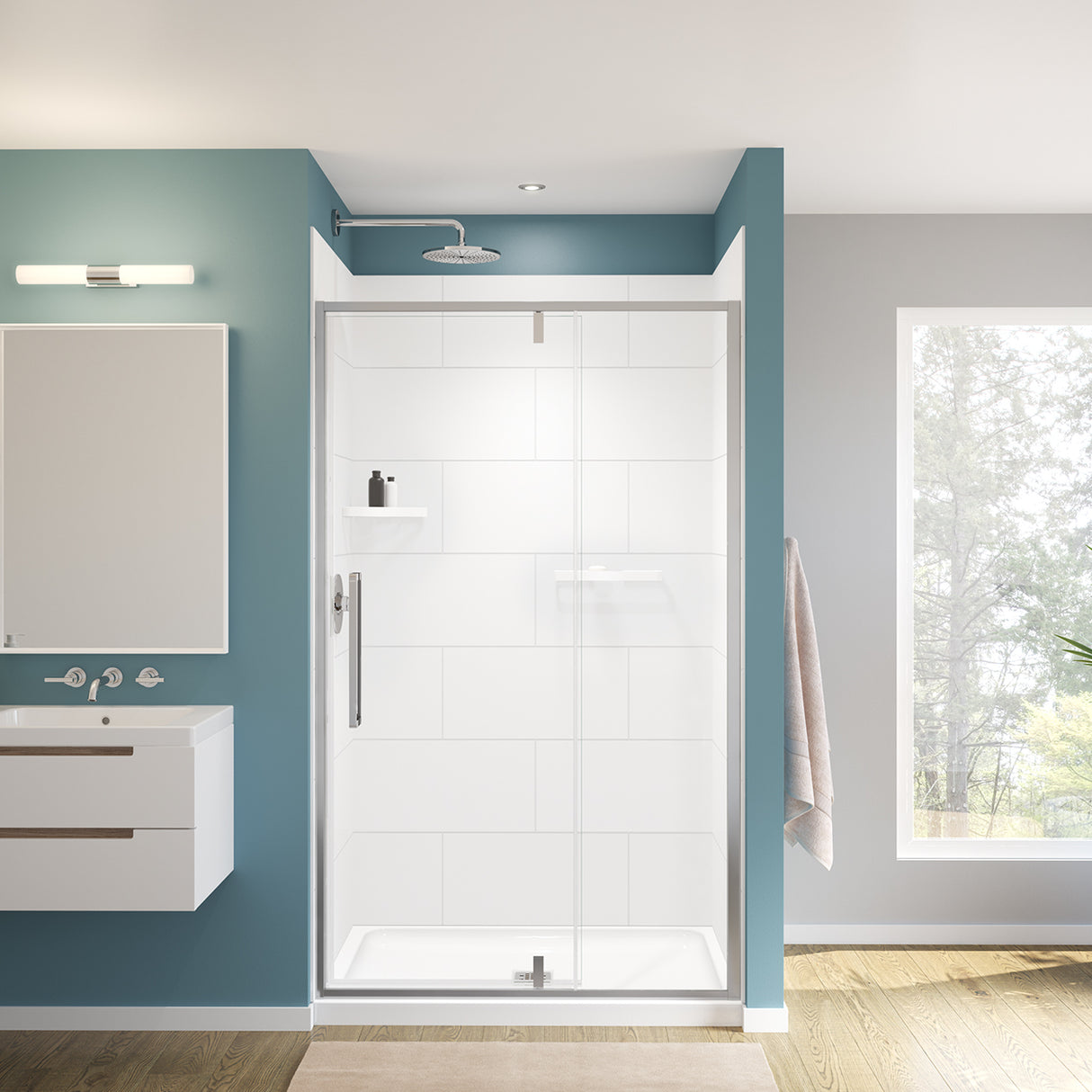 Denso 50 in. Solid Surface Glue up Back Wall in White