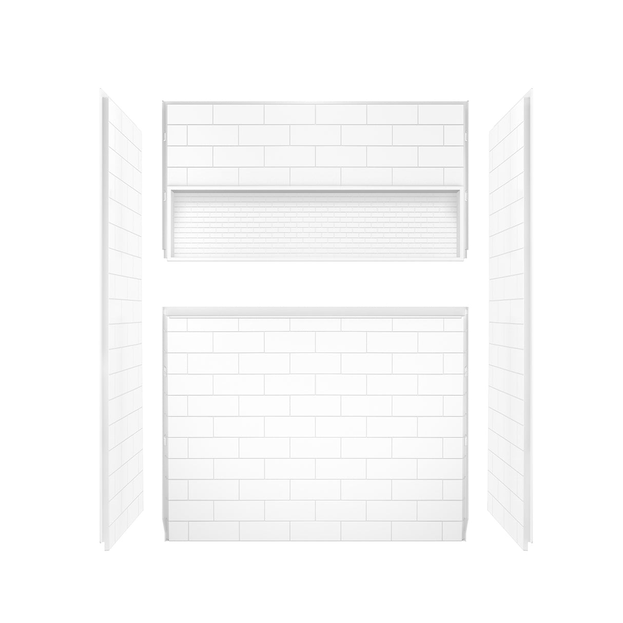 NexTile 6032 Direct-to-Stud Four-Piece Alcove Shower Wall Kit in White
