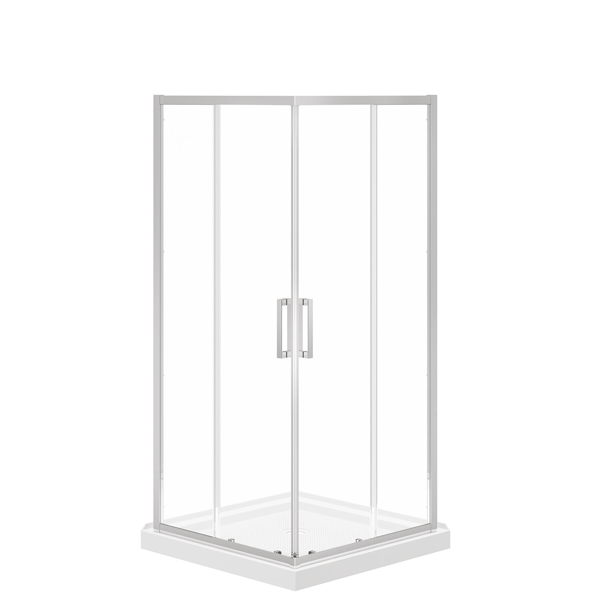 Scarlet 36 x 36 Acrylic Corner Drain Shower Kit in White with Clear Glass in Chrome