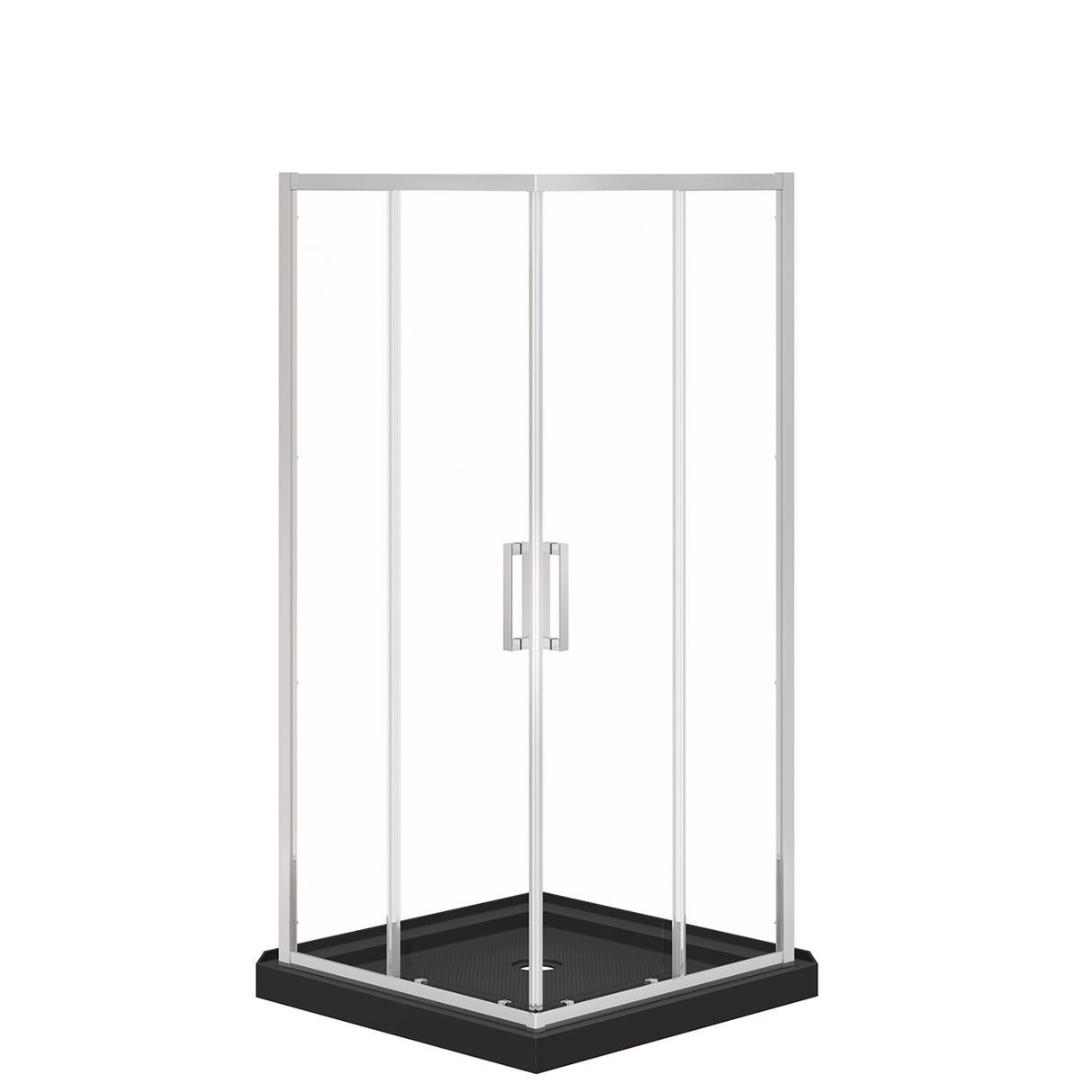 Scarlet 36 x 36 Acrylic Corner Drain Shower Kit in Black with Clear Glass in Chrome