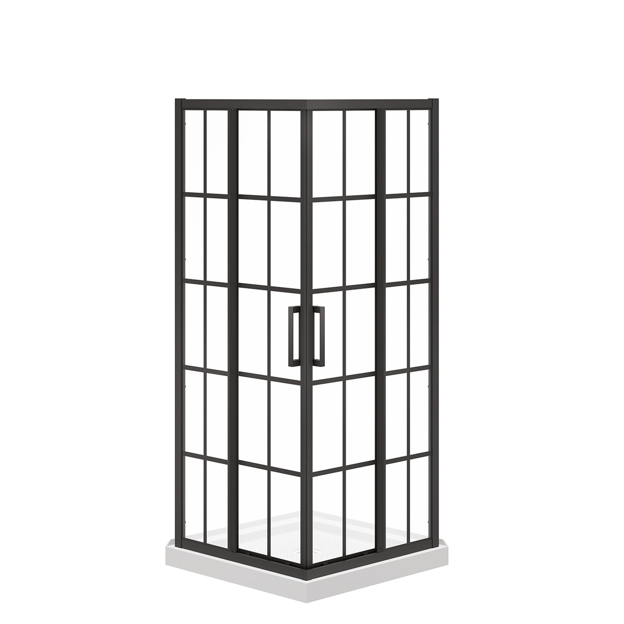 Scarlet 32 x 32 Acrylic Corner Drain Shower Kit in White with Clear Glass in Chrome