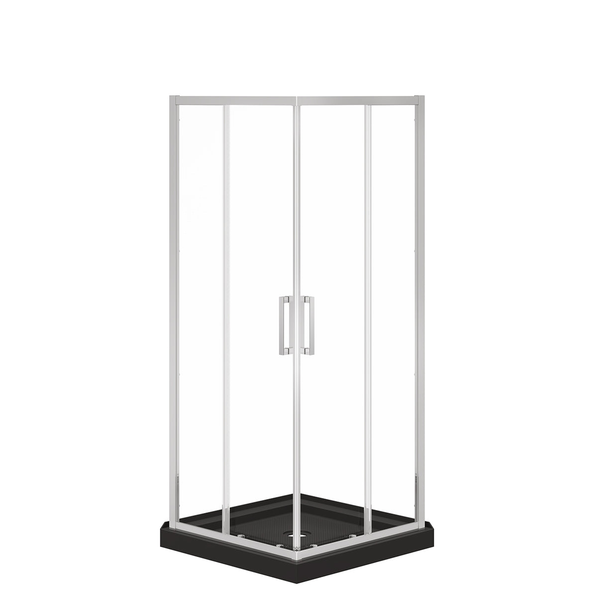 Scarlet 32 x 32 Acrylic Corner Drain Shower Kit in Black with Clear Glass in Chrome