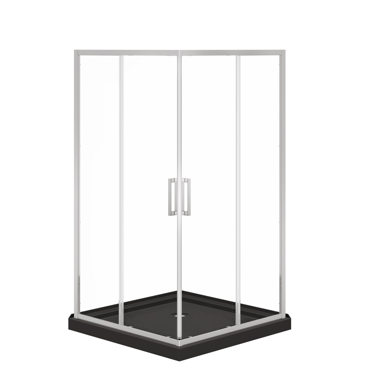 Scarlet 42 x 42 Acrylic Corner Drain Shower Kit in Black with Clear Glass in Chrome