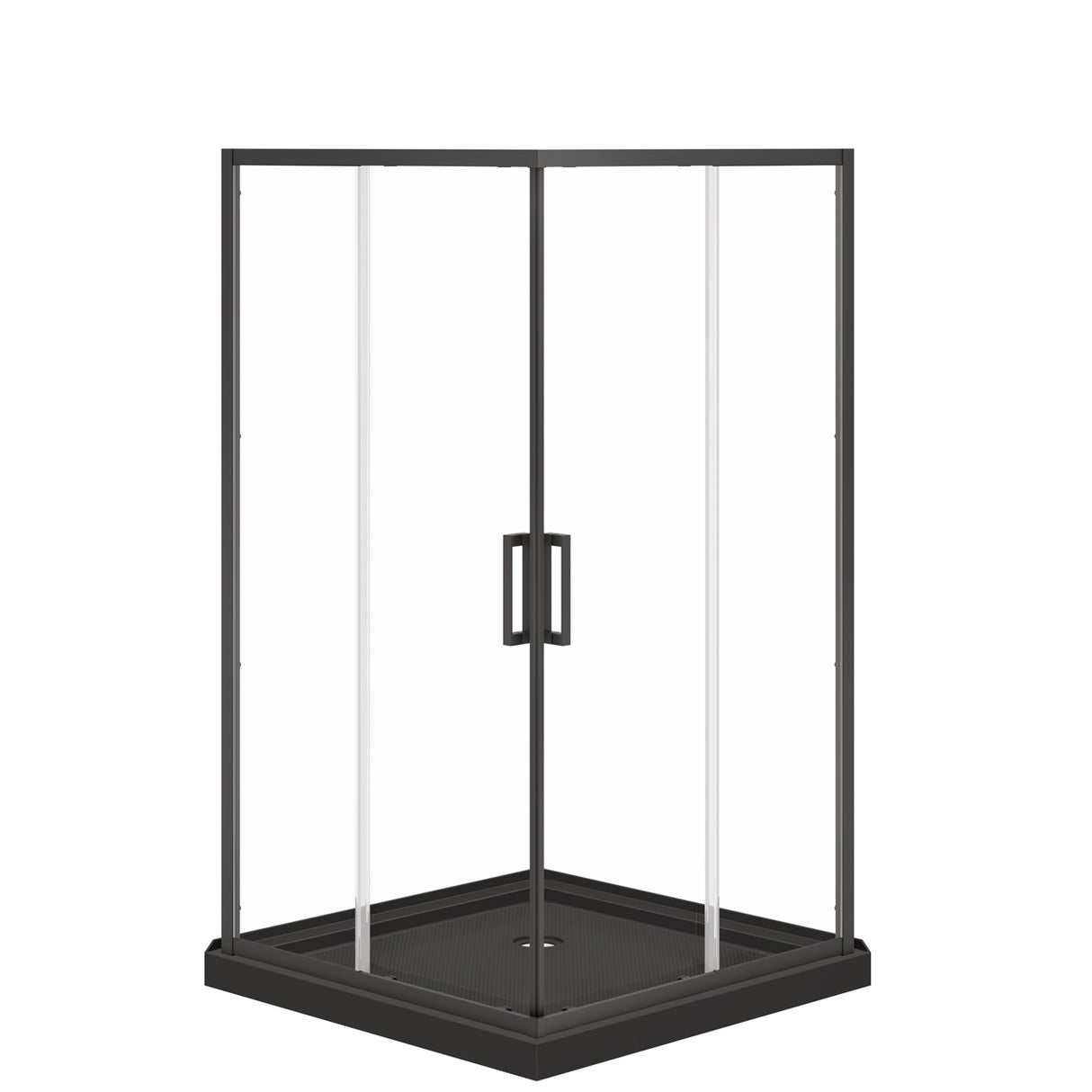 Scarlet 42 x 42 Acrylic Corner Drain Shower Kit in Black with Clear Glass in Chrome