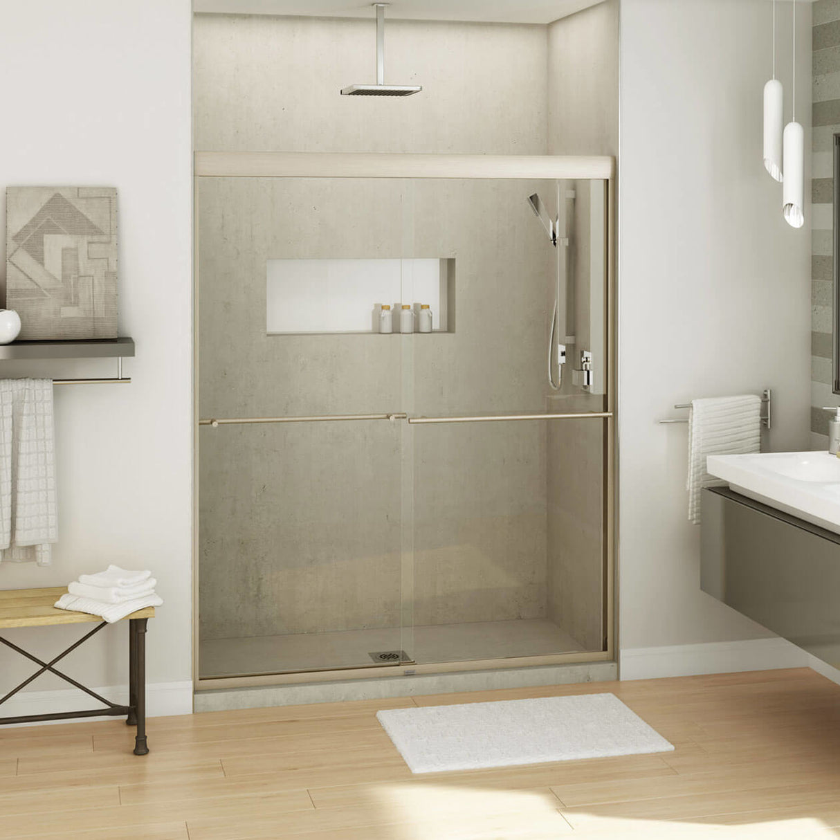 Kameleon 55-59 x 71 in. 8 mm Bypass Shower Door for Alcove Installation with Clear glass in Chrome