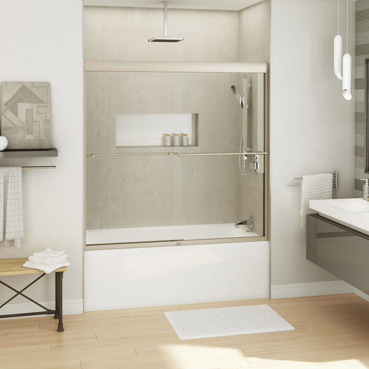 Kameleon SC 55-59 x 57 in. 6 mm Bypass Tub Door for Alcove Installation with Clear glass in Chrome