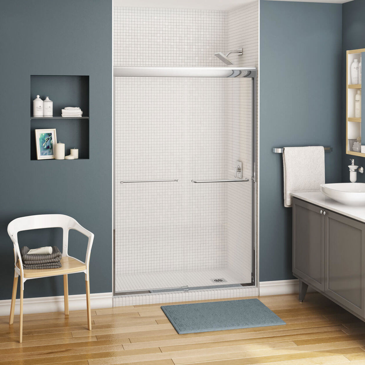 Kameleon SC 43-47 x 71 in. 6 mm Bypass Shower Door for Alcove Installation with Clear glass in Chrome