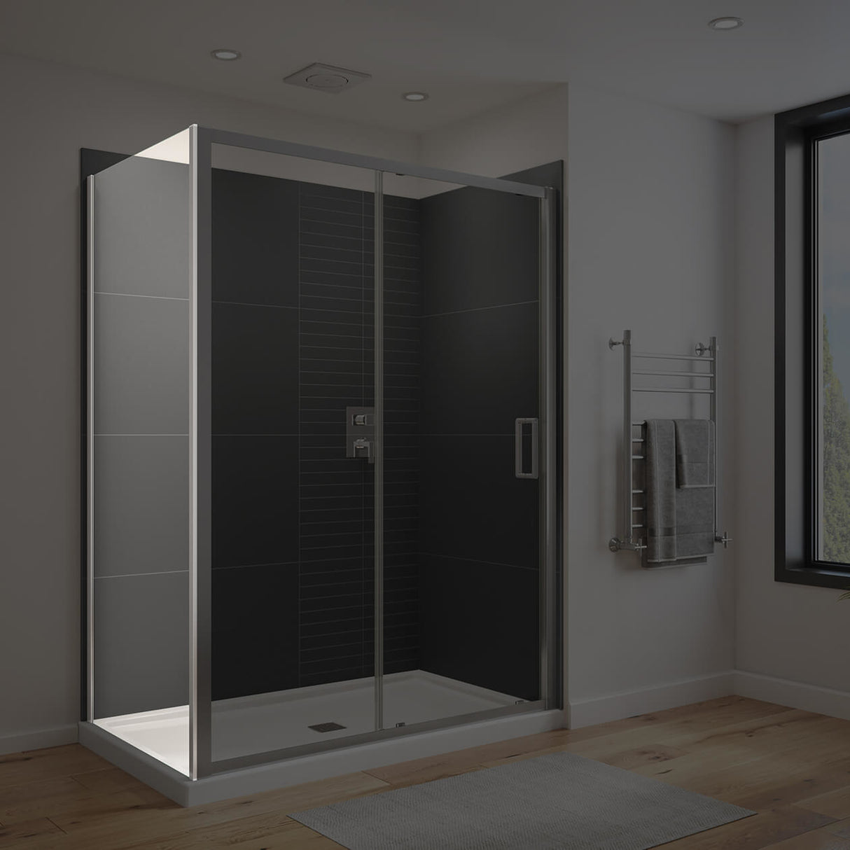 Connect Pro Return Panel for 36 in. Base with Clear glass in Chrome