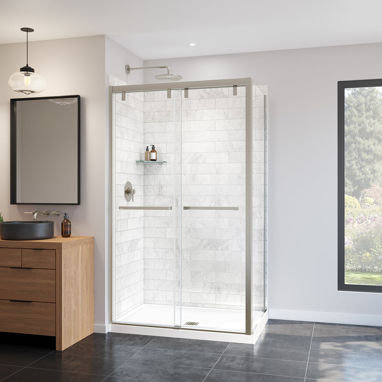 Uptown 44-47 x 76 in. 8 mm Bypass Shower Door for Alcove Installation with Clear glass in Chrome