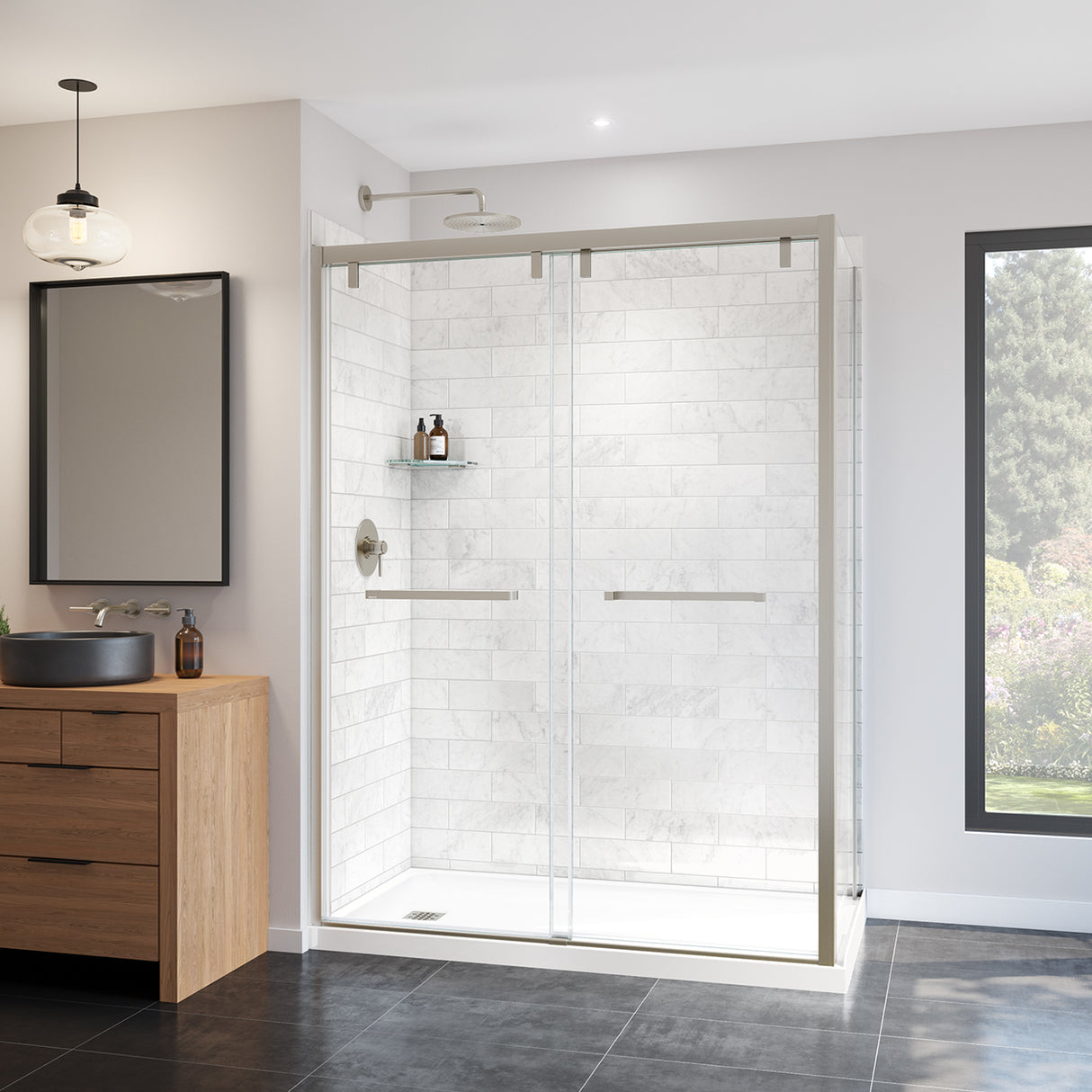 Uptown 56-59 x 76 in. 8 mm Bypass Shower Door for Alcove Installation with Clear glass in Chrome