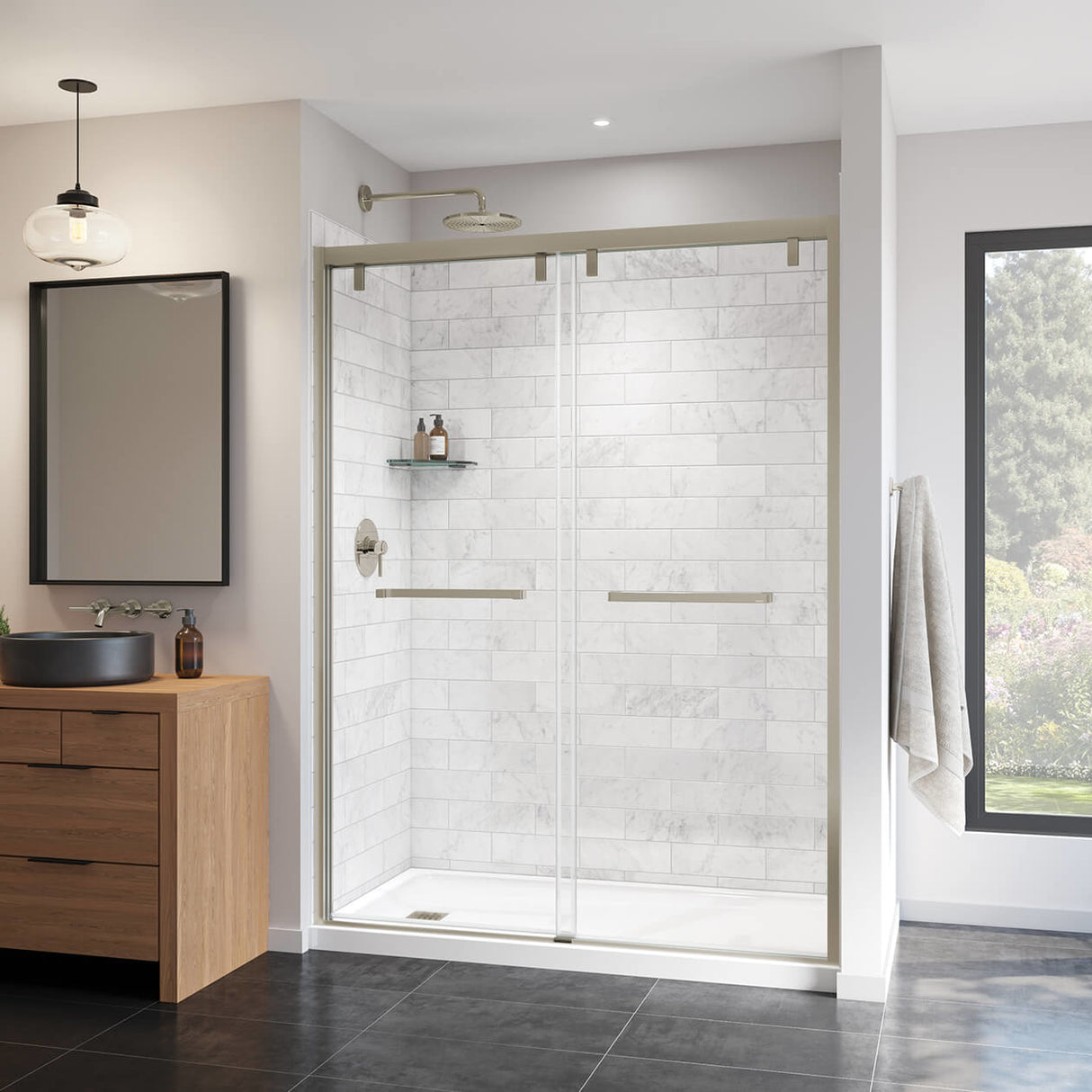 Uptown 56-59 x 76 in. 8 mm Bypass Shower Door for Alcove Installation with Clear glass in Chrome