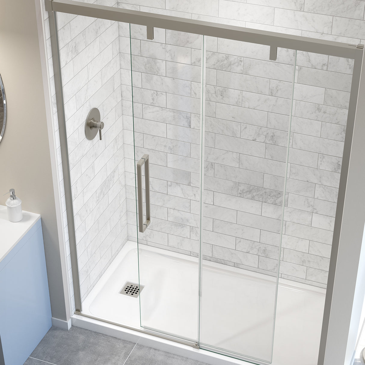 Uptown 56-59 x 76 in. 8 mm Sliding Shower Door for Alcove Installation with Clear glass in Chrome