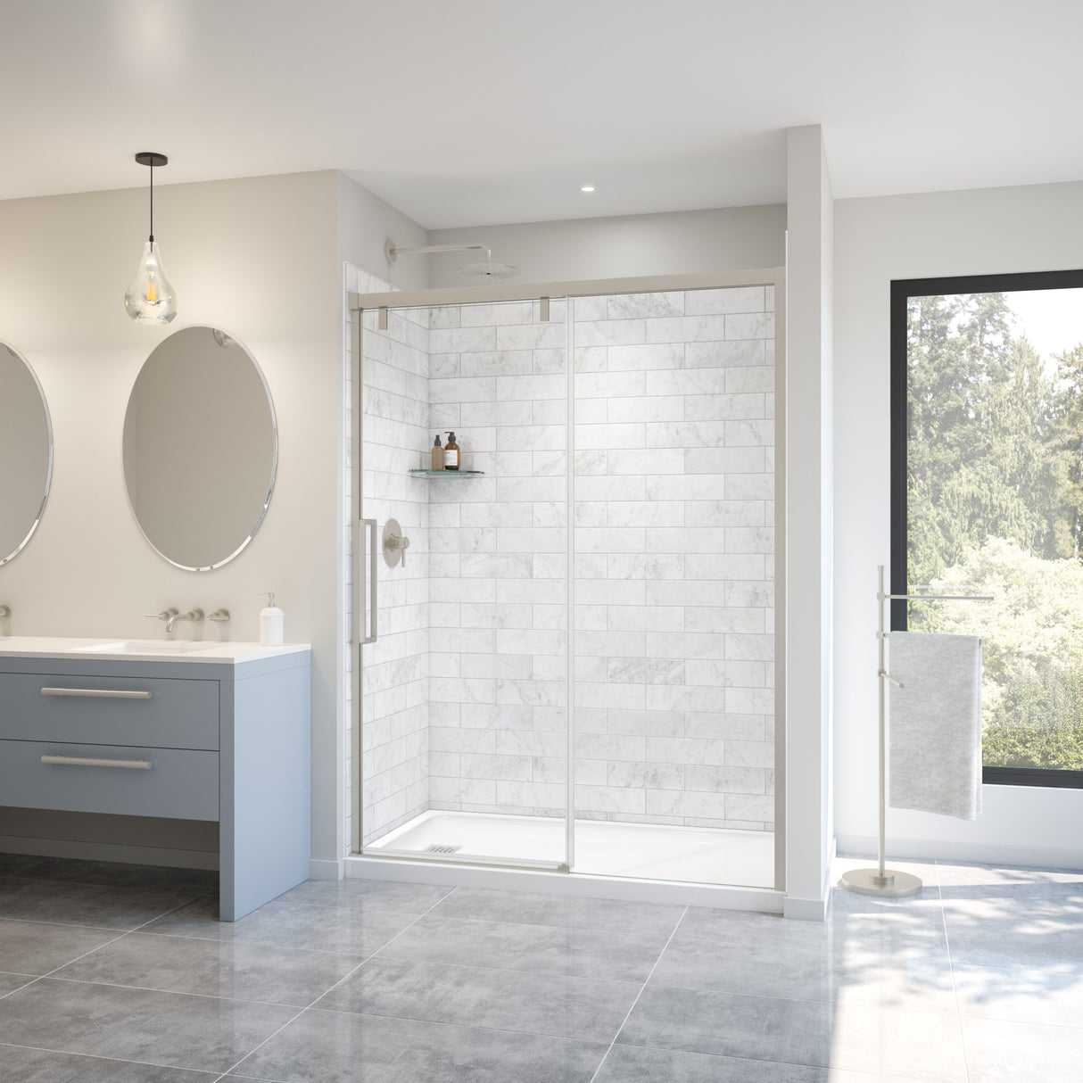 Uptown 56-59 x 76 in. 8 mm Sliding Shower Door for Alcove Installation with Clear glass in Chrome