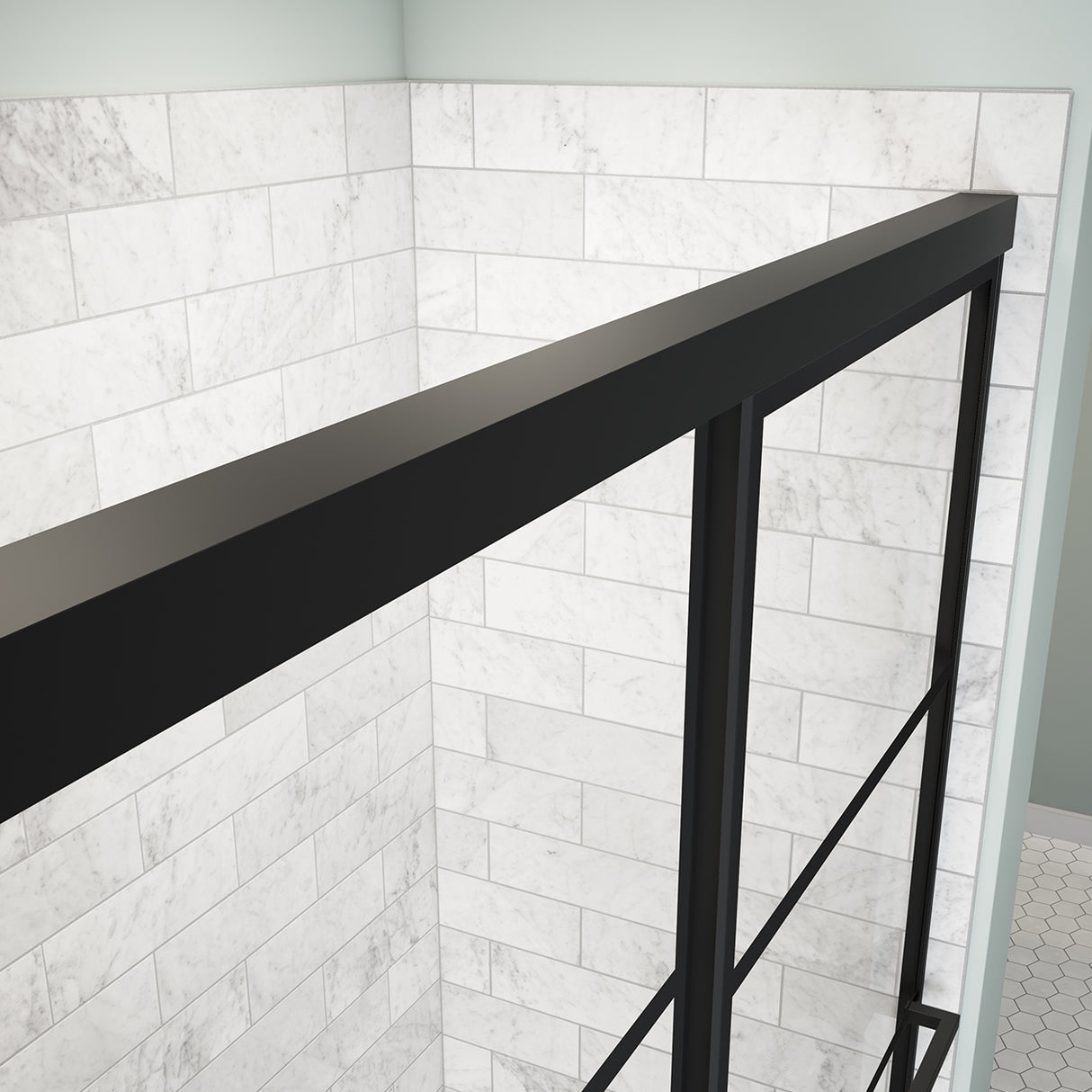 Incognito 76 Shaker 44-47 x 76 in. 8mm Bypass Shower Door for Alcove Installation with Shaker glass in Matte Black