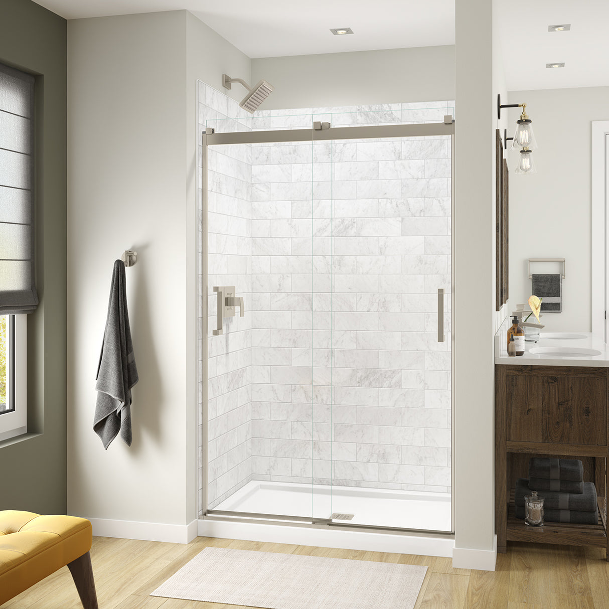 Revelation Square 44-47 x 70 ½-73 in. 8mm Bypass Shower Door for Alcove Installation with Clear glass in Chrome