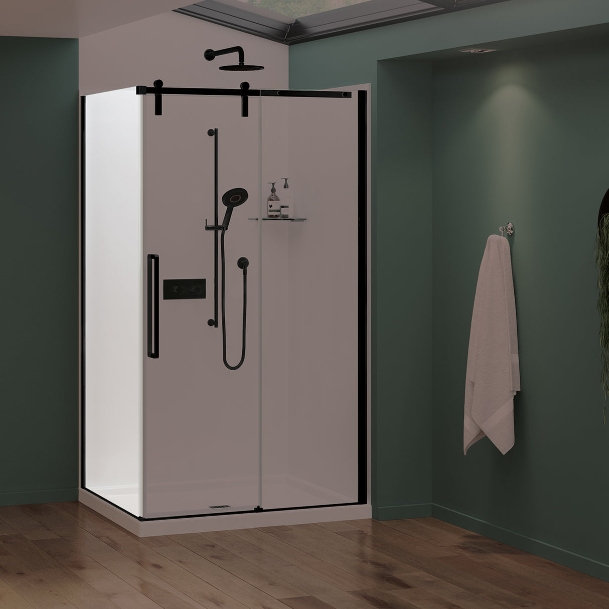 Nebula Return Panel for 36 in. Base with Clear glass in Chrome