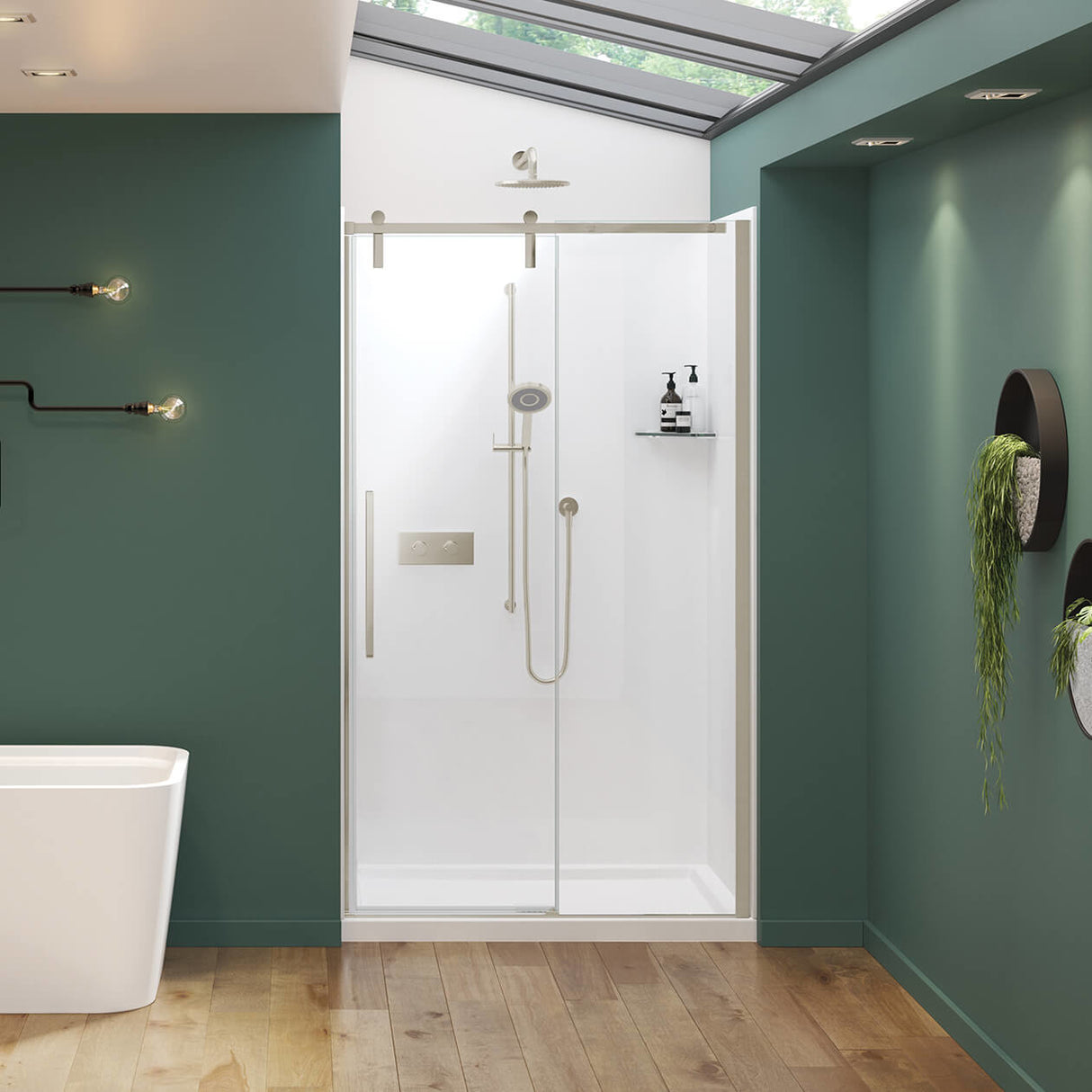 Nebula 44 ½-46 ½ x 78 ¾ in. 8mm Sliding Shower Door for Alcove Installation with Clear glass in Chrome