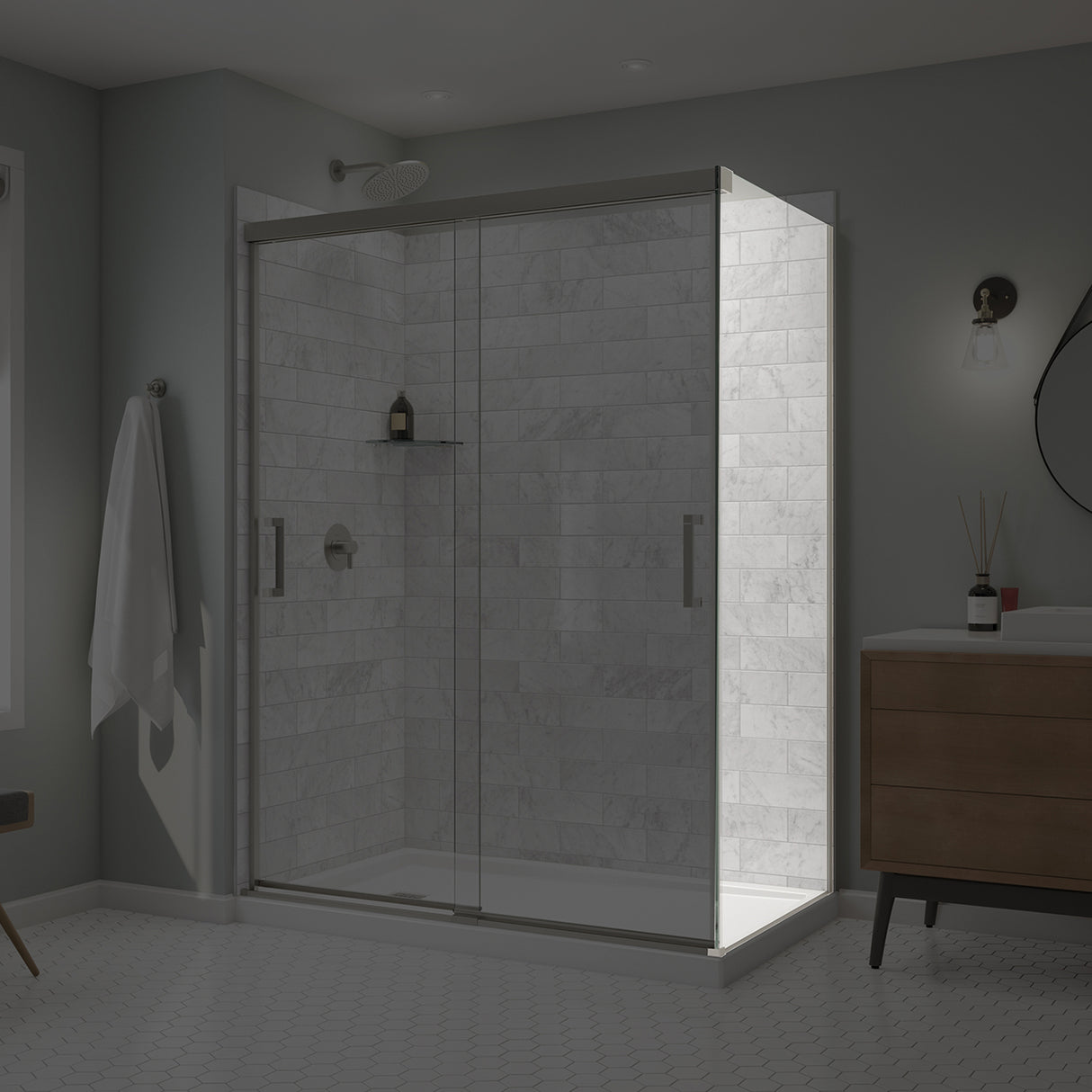 Incognito 76 Return Panel for 36 in. Base with Clear glass in Chrome