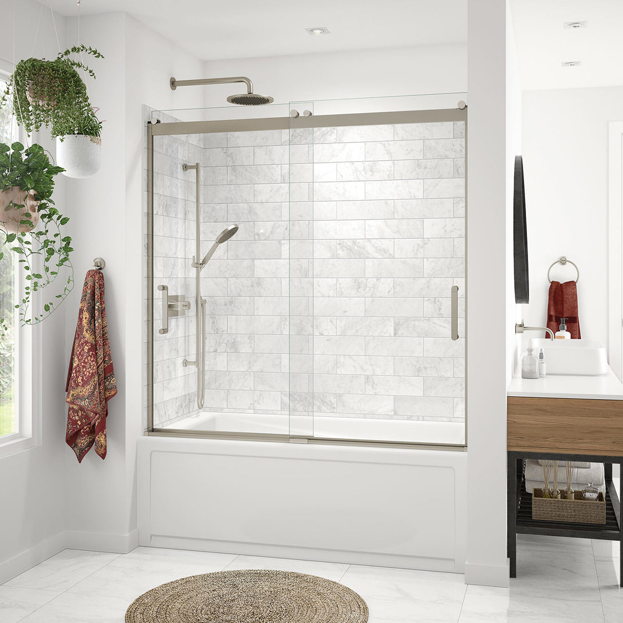 Revelation Round 56-59 in. x 56 ¾-59 ¼ in. 6 mm Bypass Tub Door for Alcove Installation with Clear glass in Chrome