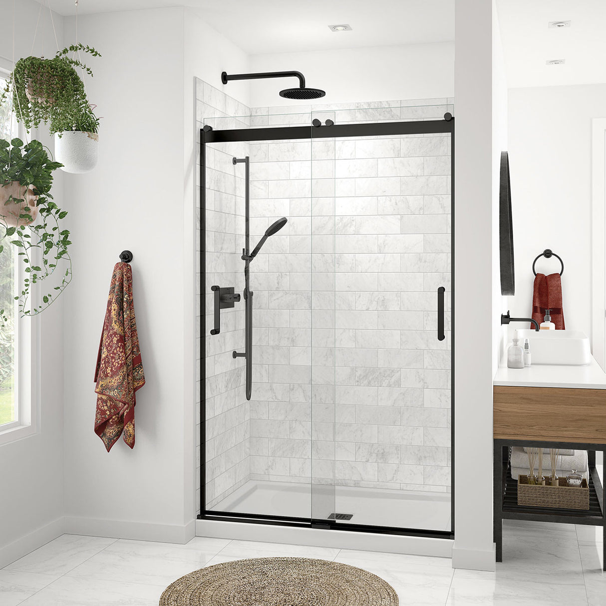 Revelation Round 44-47 x 70 ½-73 in. 8mm Bypass Shower Door for Alcove Installation with Clear glass in Chrome