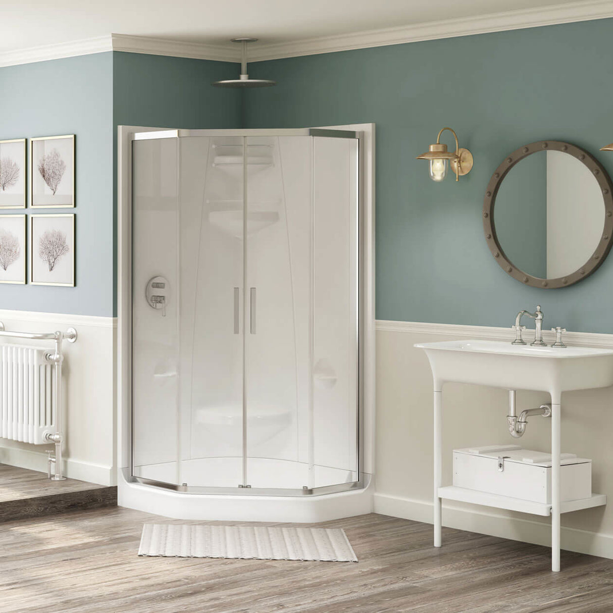 Radia Neo-angle 38 x 38 x 71 ½ in. 6 mm Sliding Shower Door for Corner Installation with Clear glass in Chrome