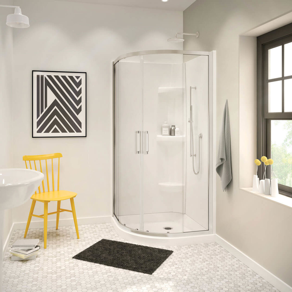 Radia Neo-round 36 x 36 x 71 ½ in. 6 mm Sliding Shower Door for Corner Installation with Clear glass in Chrome
