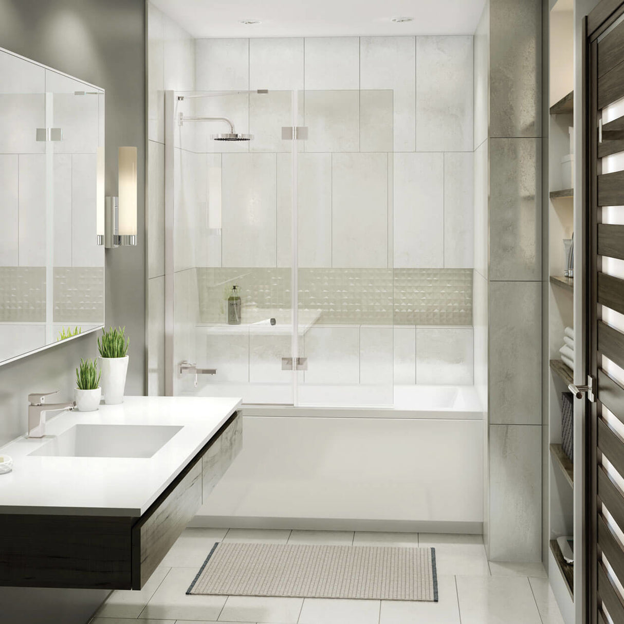 Edge Duo 42 x 58 in. 8 mm Pivot Tub Screen for Alcove Installation with Clear glass in Chrome