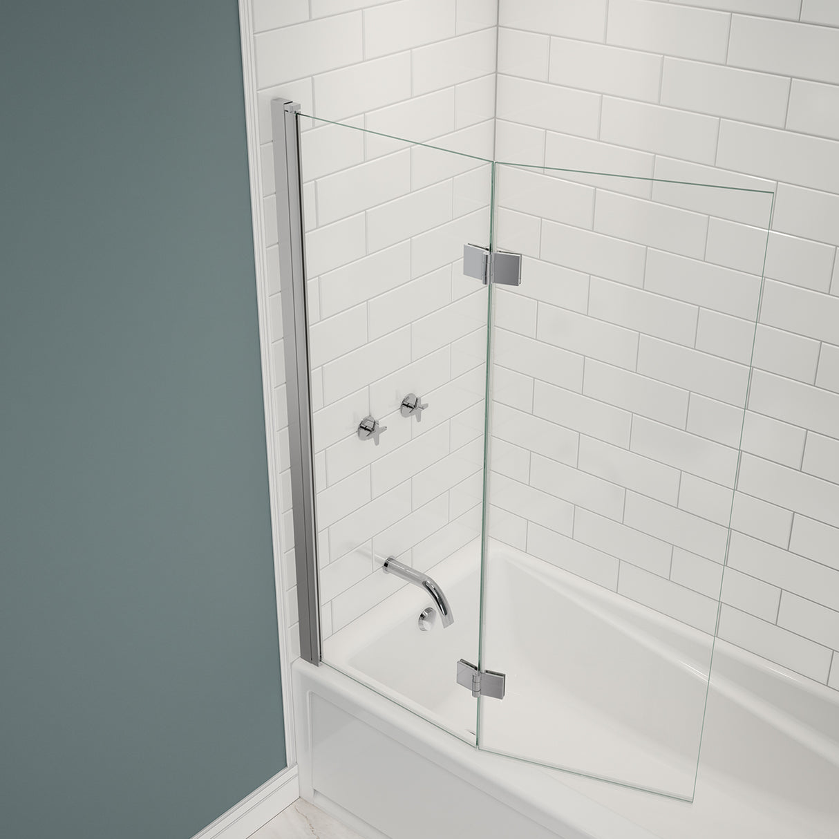Edge Access 42 x 56 in. 6 mm Pivot Tub Screen for Alcove Installation with Clear glass in Chrome