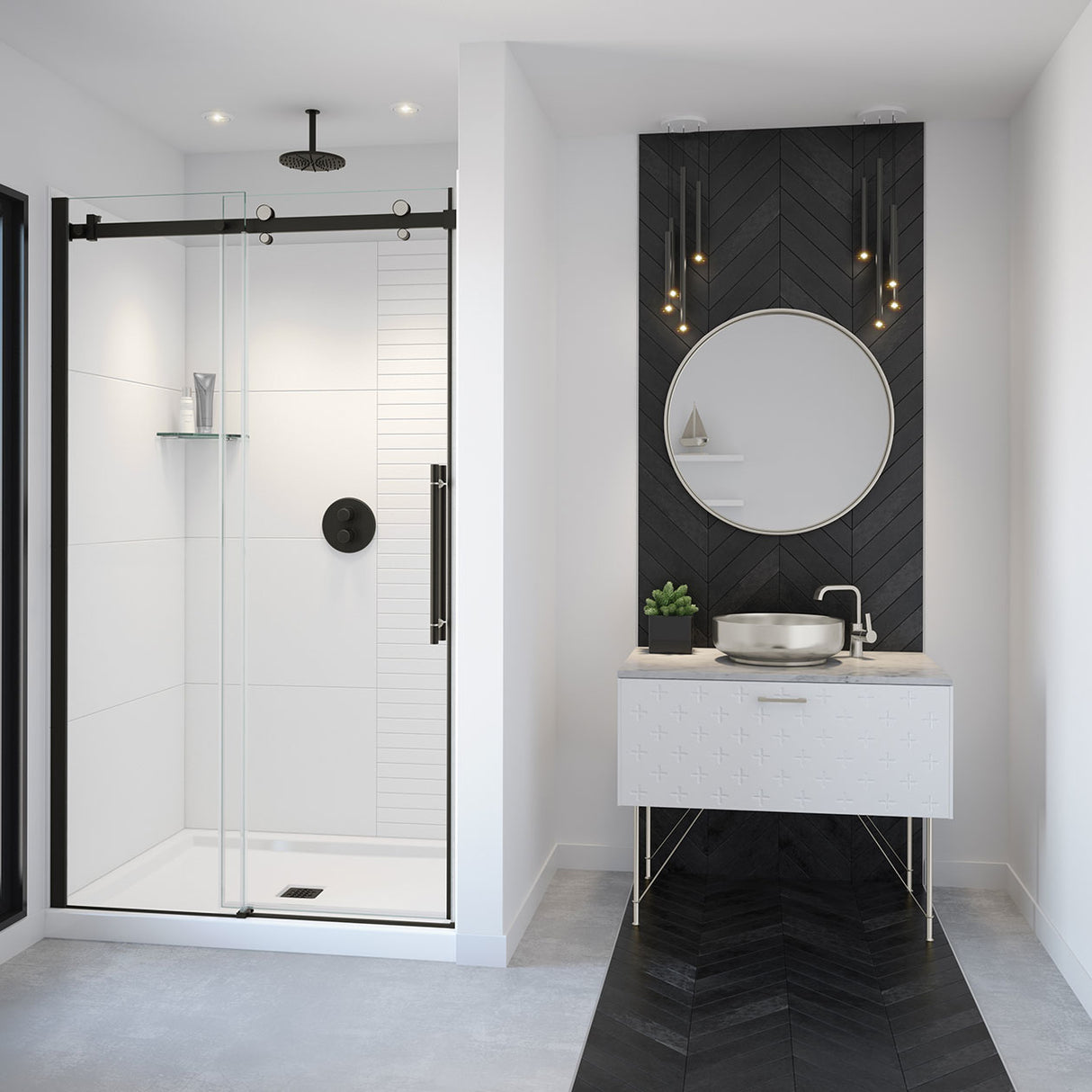 Vela 44 ½-47 x 78 ¾ in. 8mm Sliding Shower Door for Alcove Installation with Clear glass in Chrome