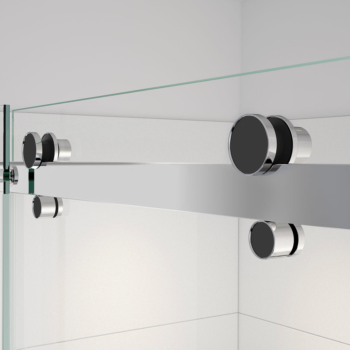 Vela 44 ½-47 x 78 ¾ in. 8mm Sliding Shower Door with Towel Bar for Alcove Installation with Clear glass in Chrome