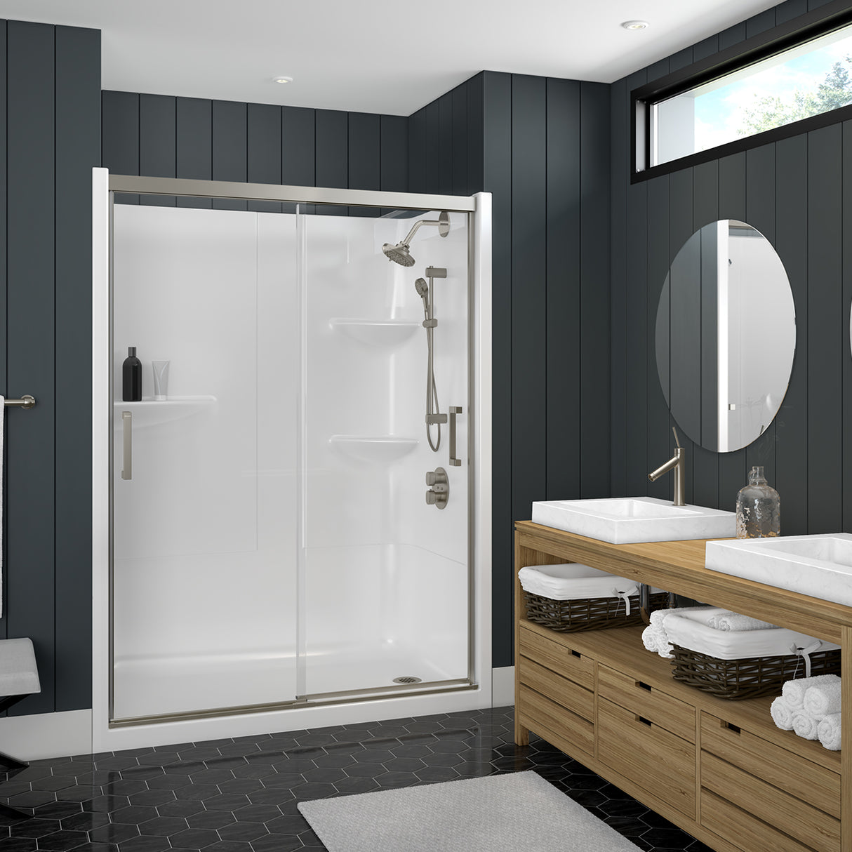 Incognito 74 51-54 x 74 in. 8mm Bypass Shower Door for Alcove Installation with Clear glass in Chrome