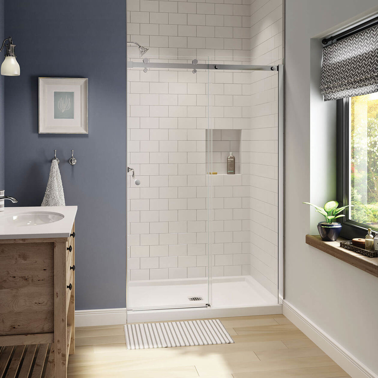 Luminescence 44 ½-47 x 70 ½-72 in. 6 mm Sliding Shower Door for Alcove Installation with Clear glass in Chrome