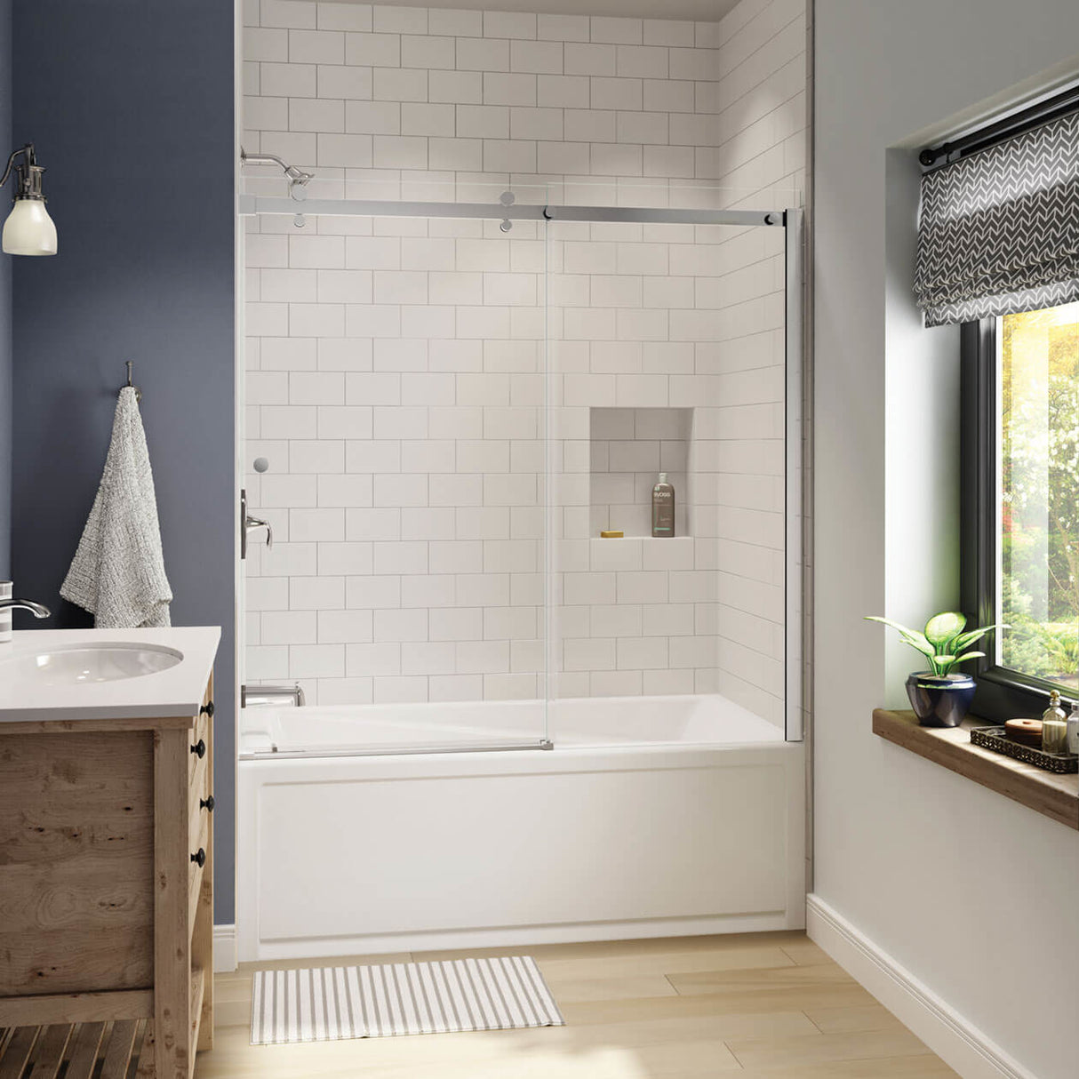 Luminescence 56 ½-59 x 55 ½-57 ½ in. 6 mm Sliding Tub Door for Alcove Installation with Clear glass in Chrome