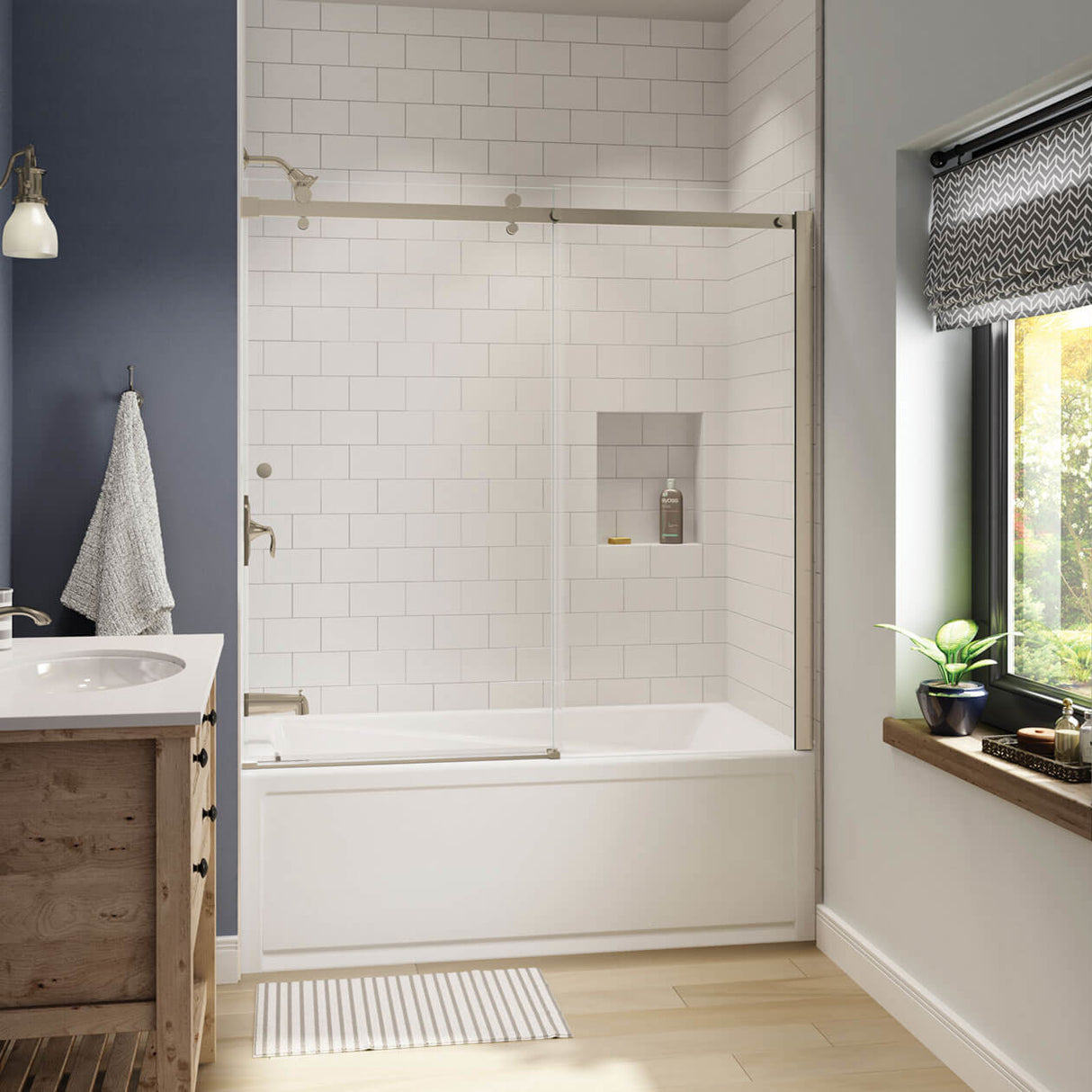 Luminescence 56 ½-59 x 55 ½-57 ½ in. 6 mm Sliding Tub Door for Alcove Installation with Clear glass in Chrome