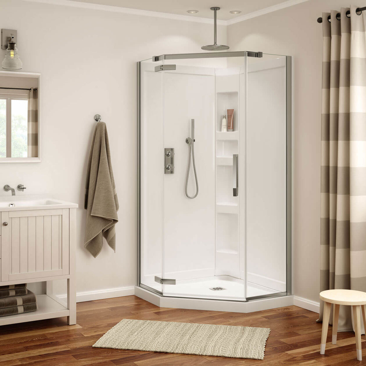 Davana Neo-angle 38 x 38 x 75 in. 8mm Pivot Shower Door for Corner Installation with Clear glass in Chrome